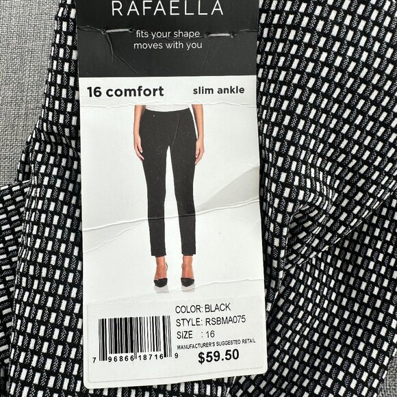 NEW RAFAELLA Dressy Slim Ankle Pullover Pants Black & White‎ msrp $59.50 Size 16 - Picture 1 of 14